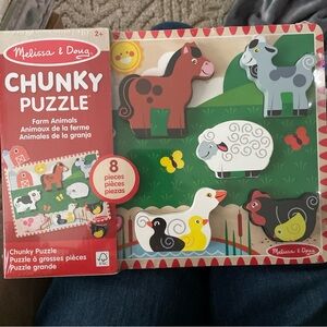 Melissa & Doug Farm Animals Wooden Chunky Puzzle (8 pcs)  Brand new and sealed
